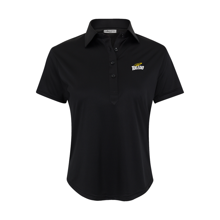 Toledo Women's Cap Sleeve Semi Spread Polo Black