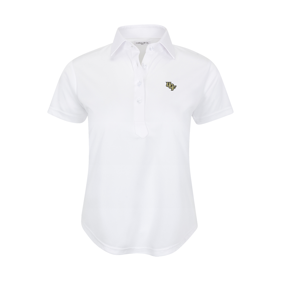 UCF Women's Cap Sleeve Semi Spread Polo White