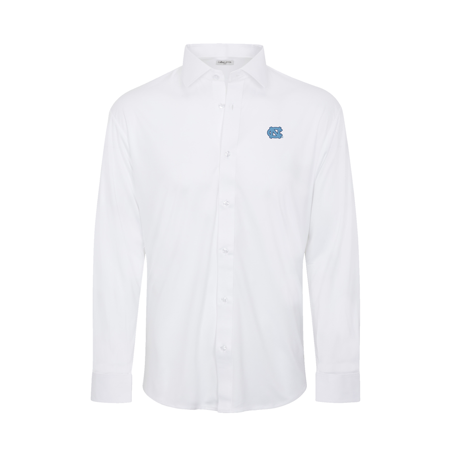 North Carolina Quattro Flex Dress Shirt with Semi-Spread Collar White