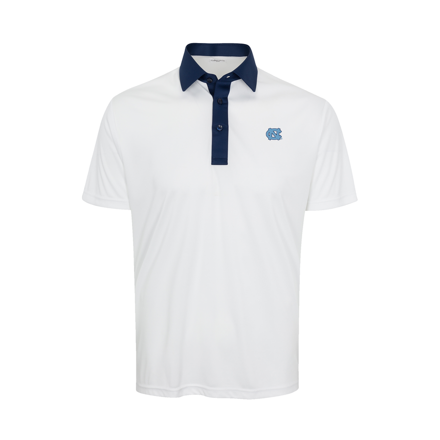 North Carolina Semi-Spread Collar Polo Austin White with Navy Accent