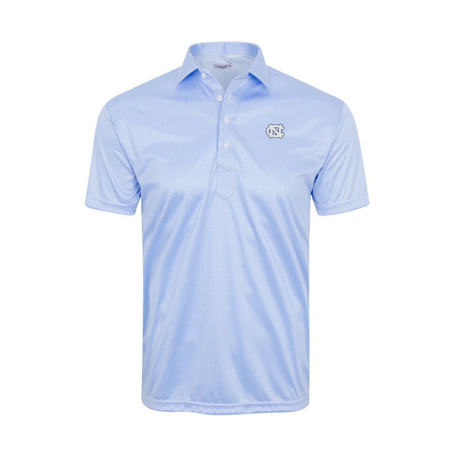 North Carolina Semi-Spread Collar Polo Blue Houndstooth