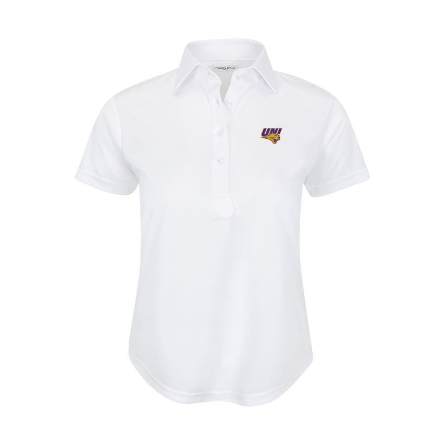 Northern Iowa Women's Cap Sleeve Semi Spread Polo White