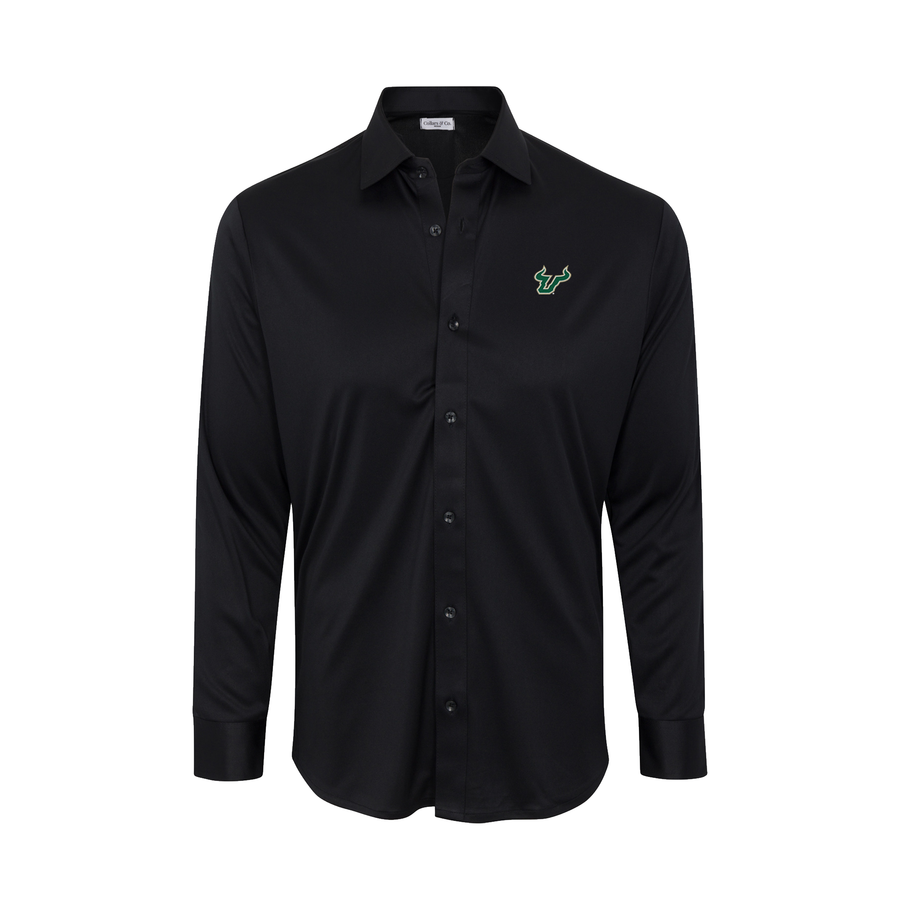 South Florida Quattro Flex Dress Shirt with Semi-Spread Collar Black