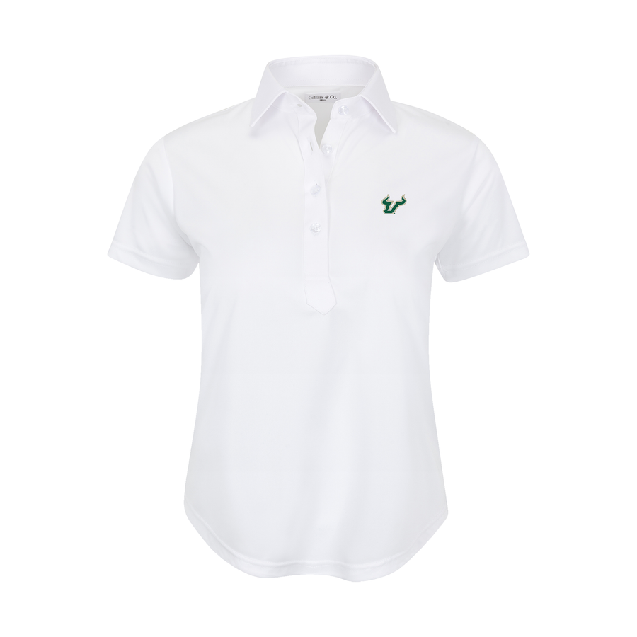 South Florida Women's Cap Sleeve Semi Spread Polo White
