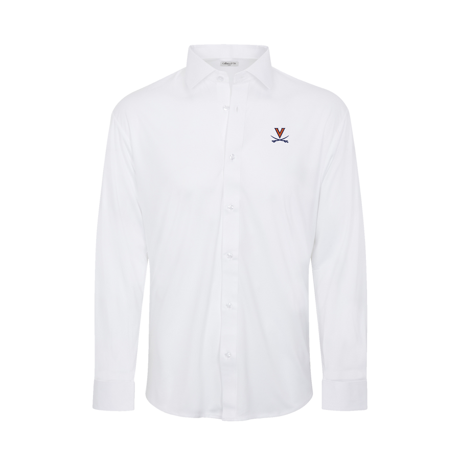 Virginia Quattro Flex Dress Shirt with Semi-Spread Collar White