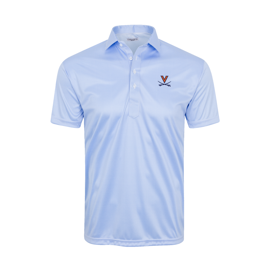 Virginia Semi-Spread Collar Polo Blue Houndstooth