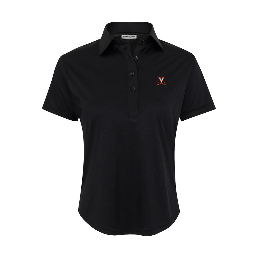 Virginia Women's Cap Sleeve Semi Spread Polo Black