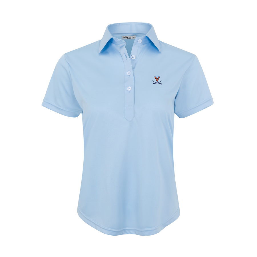 Virginia Women's Cap Sleeve Semi Spread Polo Sky Blue