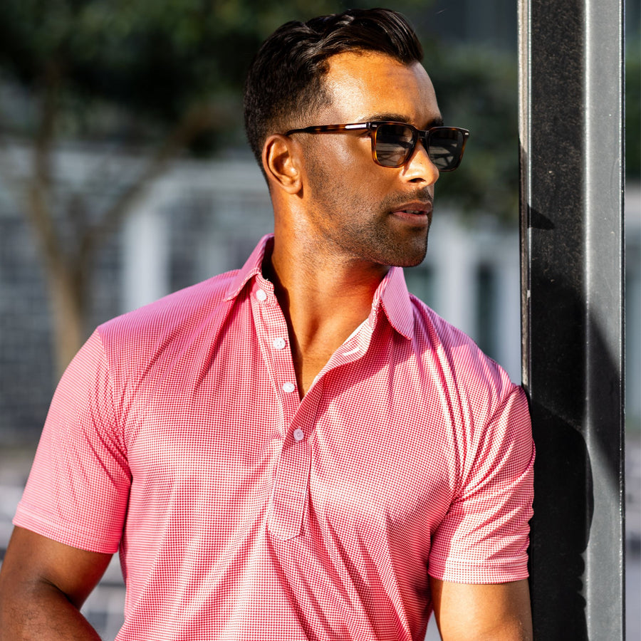 Semi-Spread Collar Polo Red Houndstooth – Collars & Co