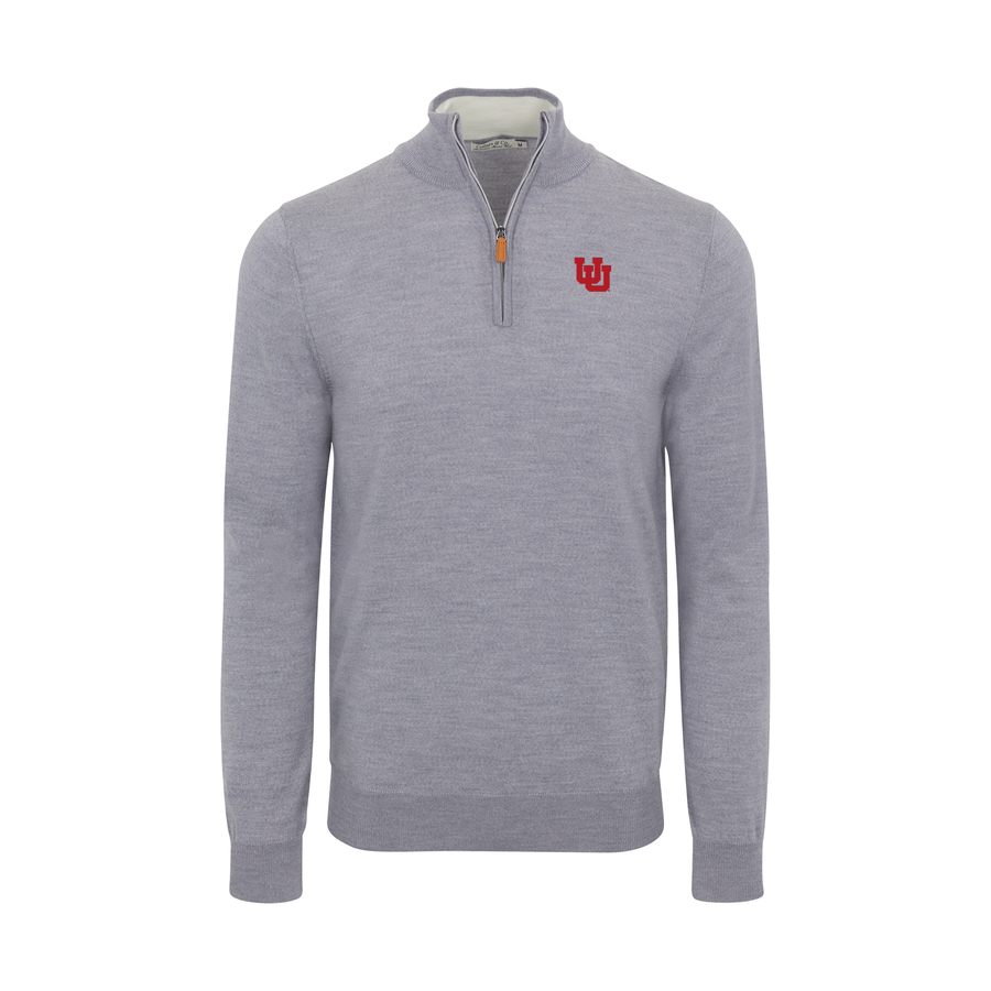 Utah Grey Melange Cashmere Touch Australian Merino Quarter Zip Sweater