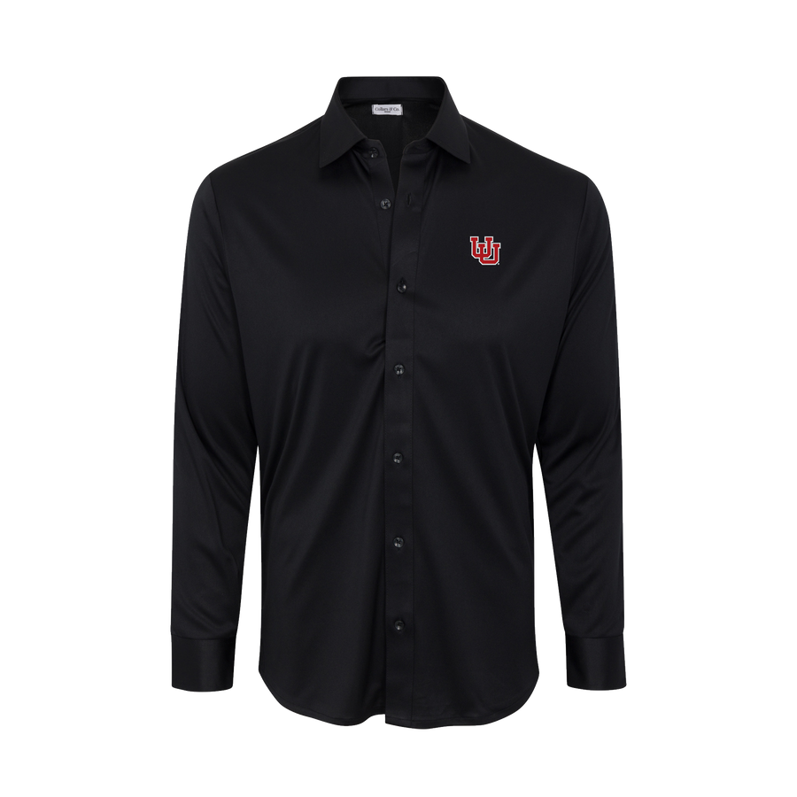 Utah Quattro Flex Dress Shirt with Semi-Spread Collar Black