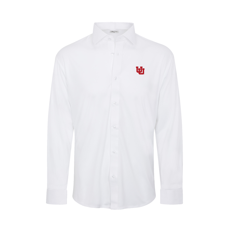 Utah Quattro Flex Dress Shirt with Semi-Spread Collar White