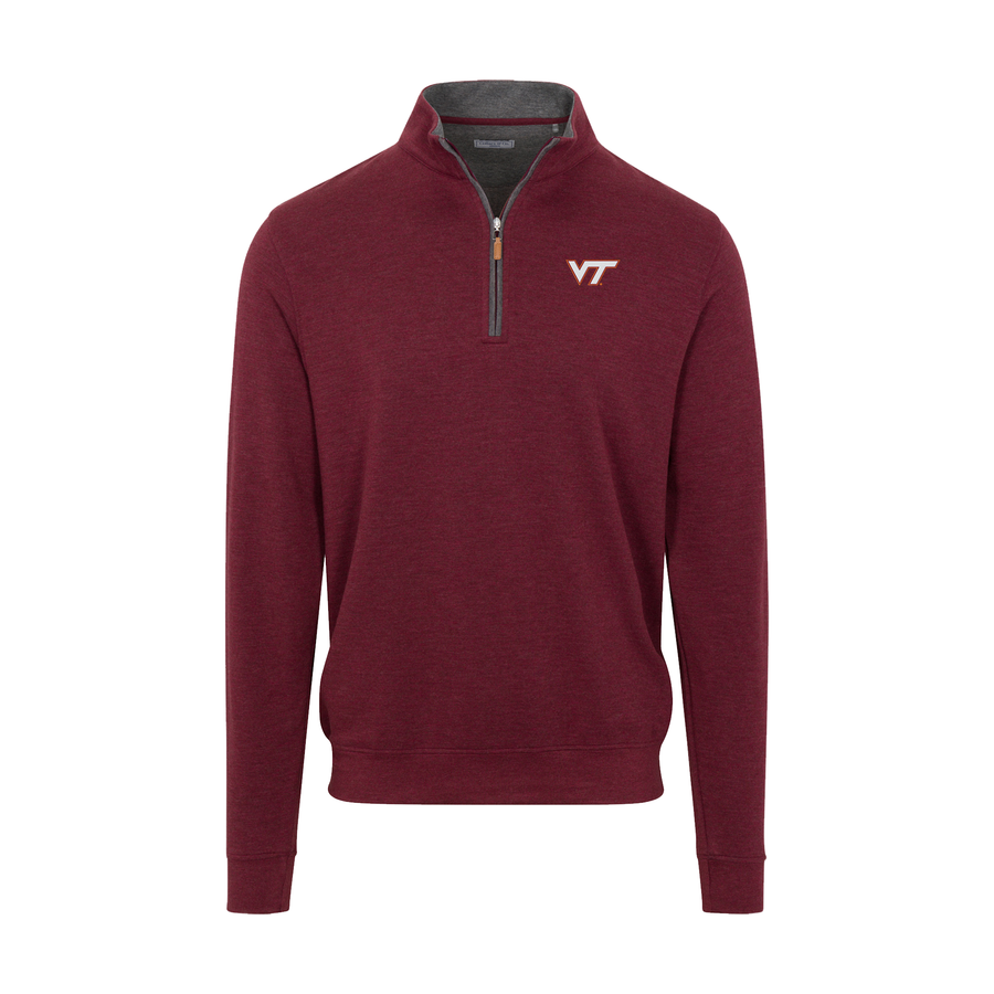 Virginia Tech Merlot Heather Cloud Cotton Quarter Zip Pullover