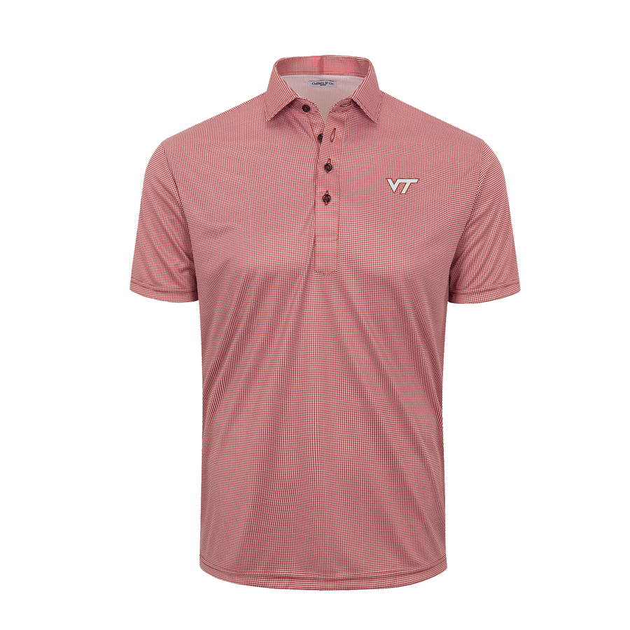 Virginia Tech Semi-Spread Collar Polo Maroon Houndstooth