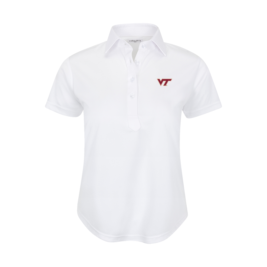 Virginia Tech Women's Cap Sleeve Semi Spread Polo White