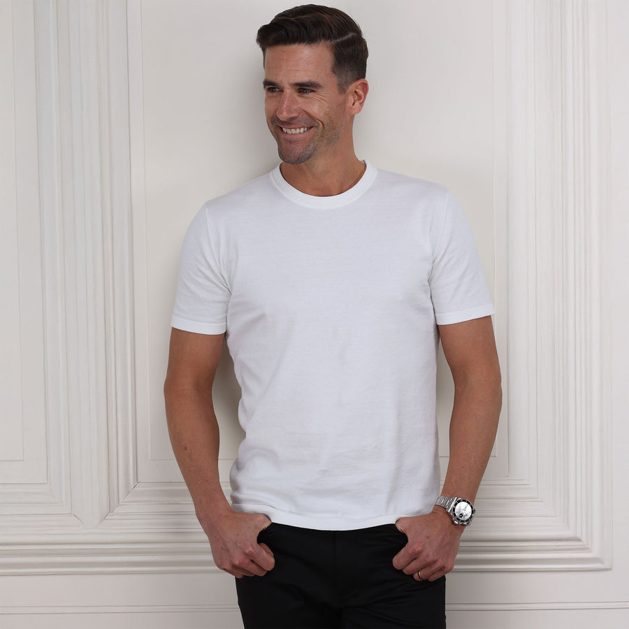 Lucca Luxury Touch Cotton and Silk T-Shirt White