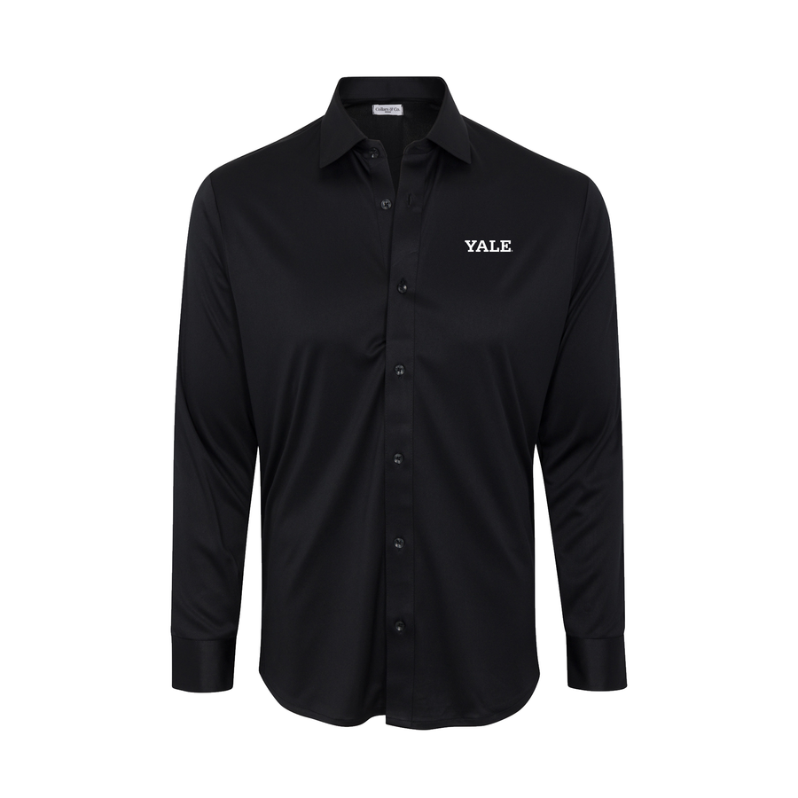 Yale Quattro Flex Dress Shirt with Semi-Spread Collar Black