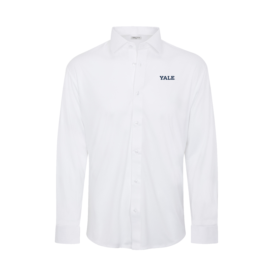 Yale Quattro Flex Dress Shirt with Semi-Spread Collar White