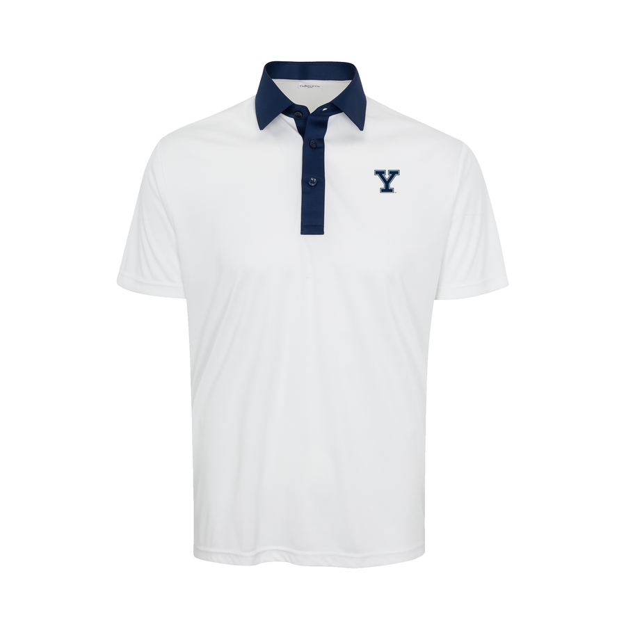 Yale Semi-Spread Collar Polo Austin White with Navy Accent
