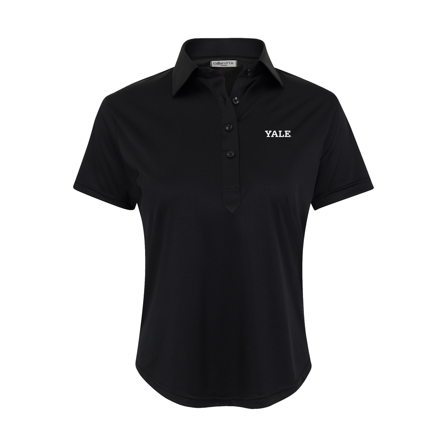 Yale Women's Cap Sleeve Semi Spread Polo Black