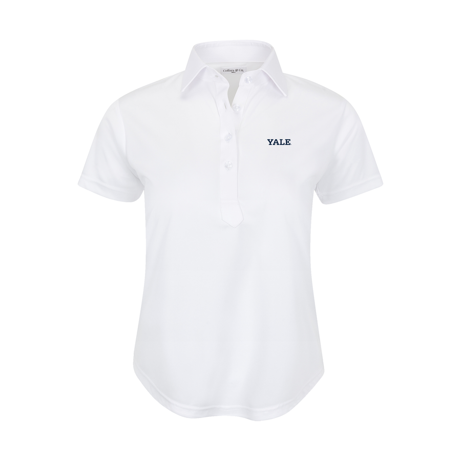 Yale Women's Cap Sleeve Semi Spread Polo White