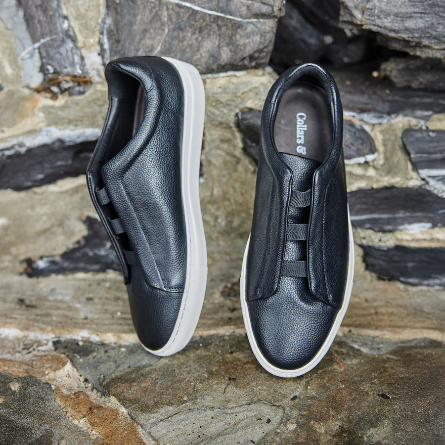Sorrento Sneaker Black Pebble Grain
