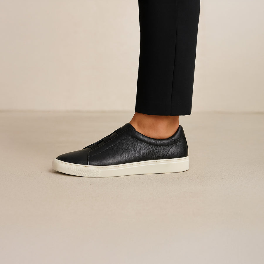 Sorrento Sneaker Black Pebble Grain