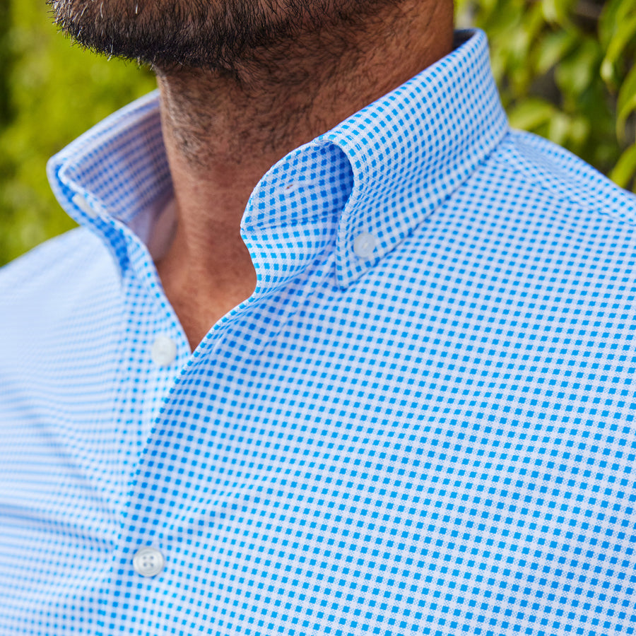Apex Performance Dress Shirt Oxford Button Down Collar Blue Micro Ging Collars & Co. Apex Performance Dress Shirt Oxford Button Down Collar Blue Micro Ging Collars & Co.