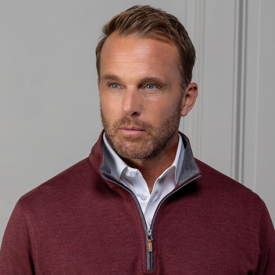 Merlot Heather Cloud Cotton Quarter Zip Pullover