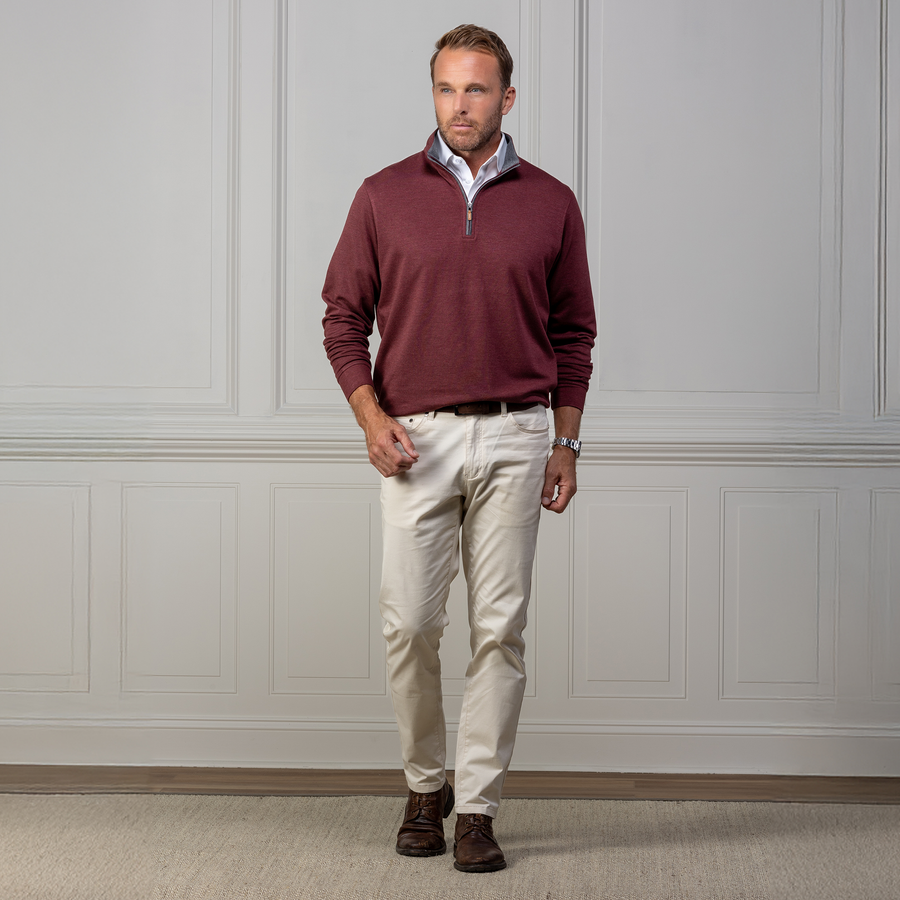 Merlot Heather Cloud Cotton Quarter Zip Pullover