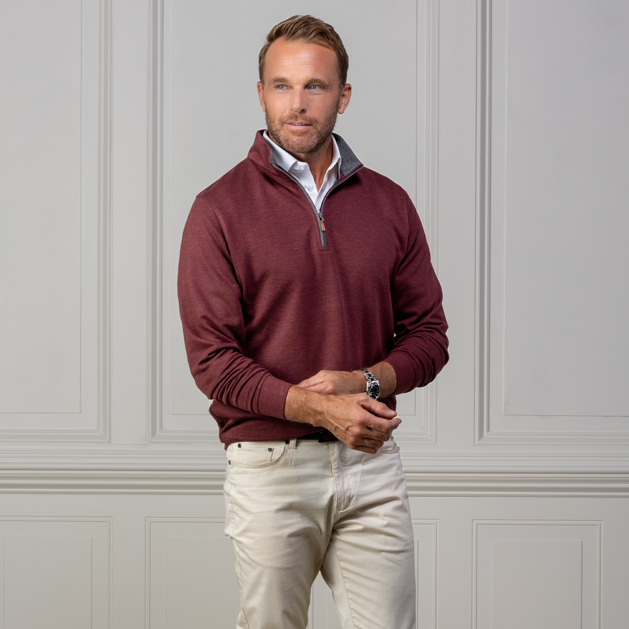 Merlot Heather Cloud Cotton Quarter Zip Pullover