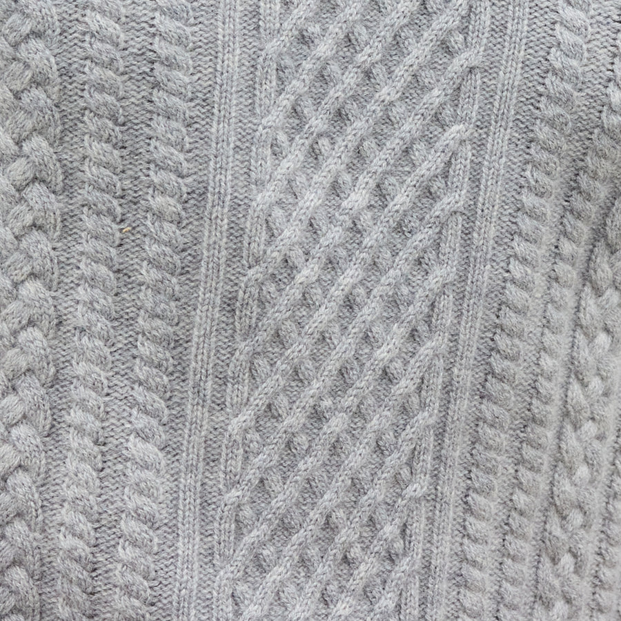 Napoli Cable Knit Quarter Zip Wool & Cashmere Sweater Grey