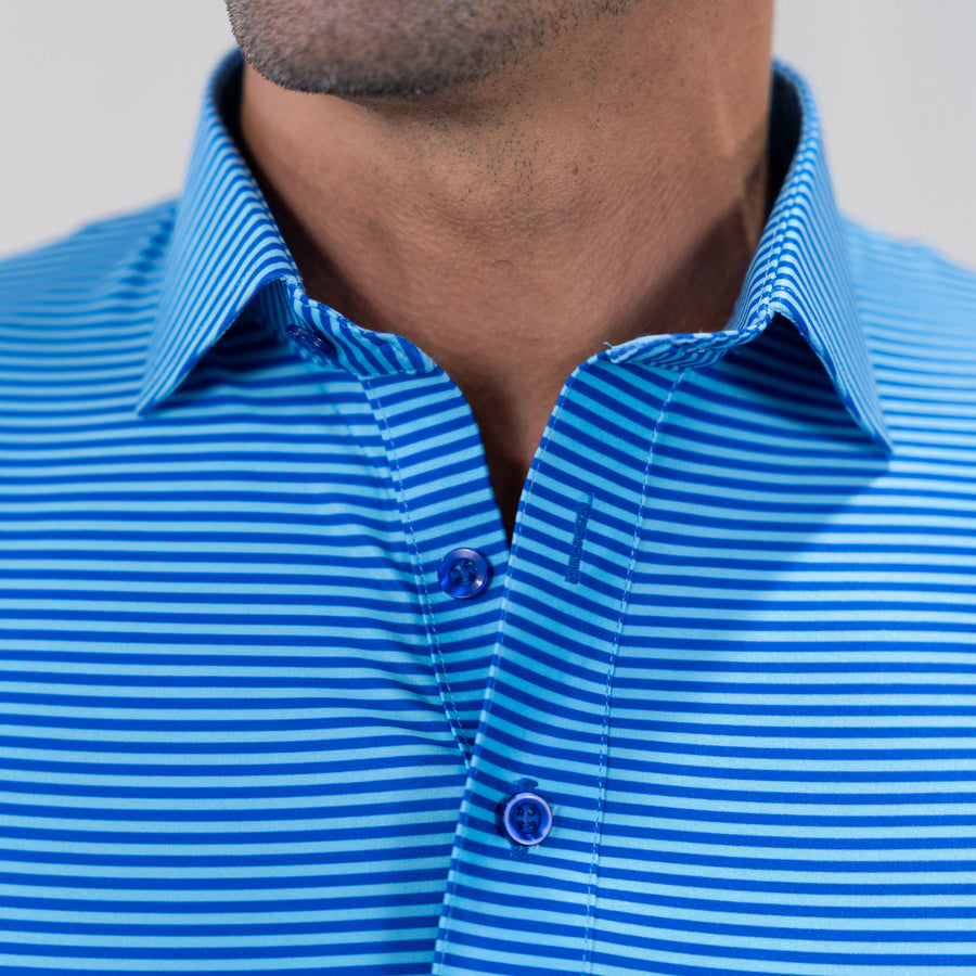 Featherweight Flex Polo Griffin Turquoise with Blue Stripe