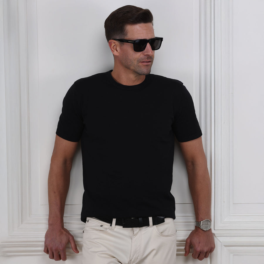 Lucca Luxury Touch Cotton and Silk T-Shirt Black