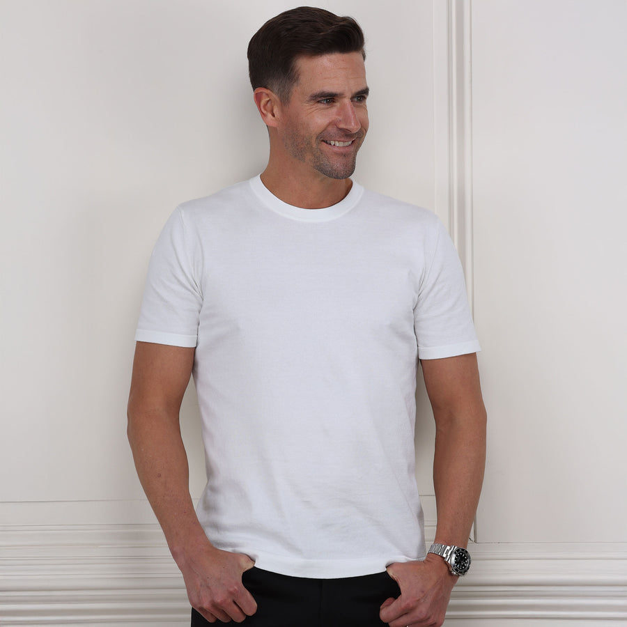 Lucca Luxury Touch Cotton and Silk T-Shirt White