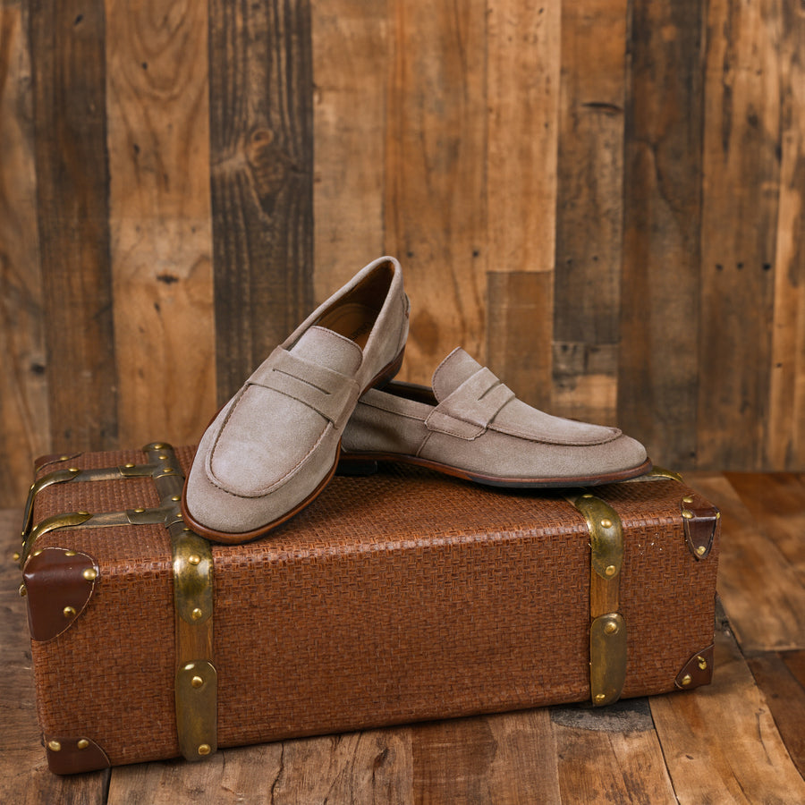 Naples Penny Loafers in Pewter Grey Suede