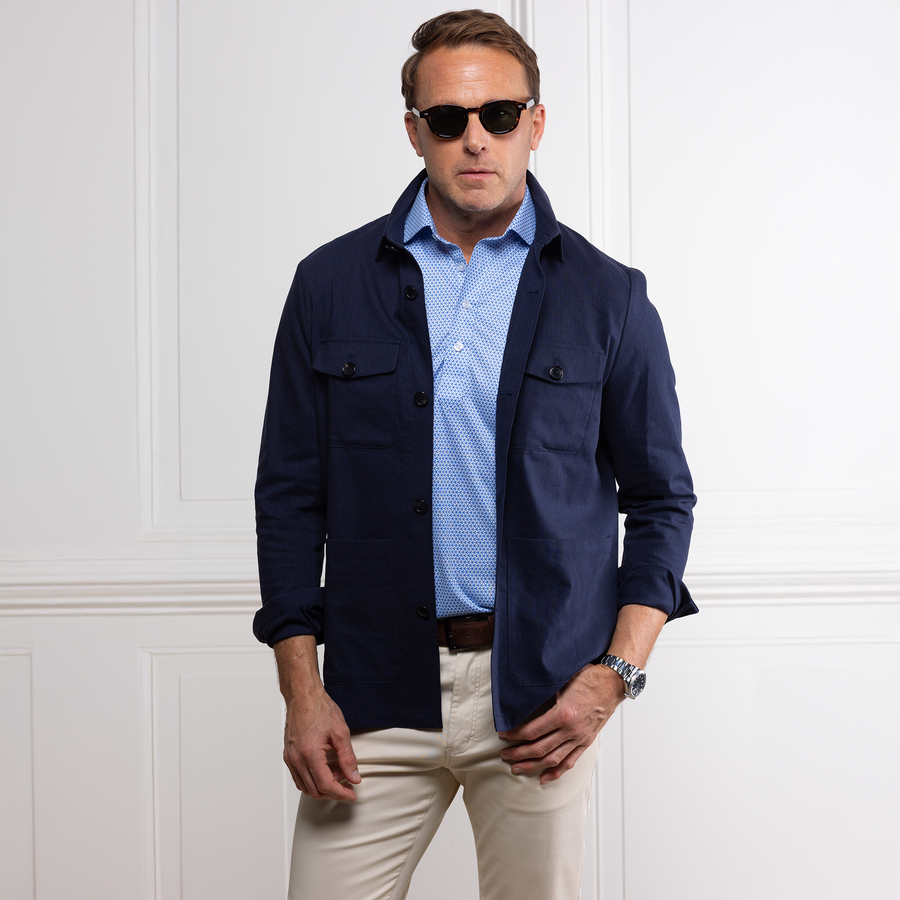 Monterey Cotton & Linen Overshirt Navy