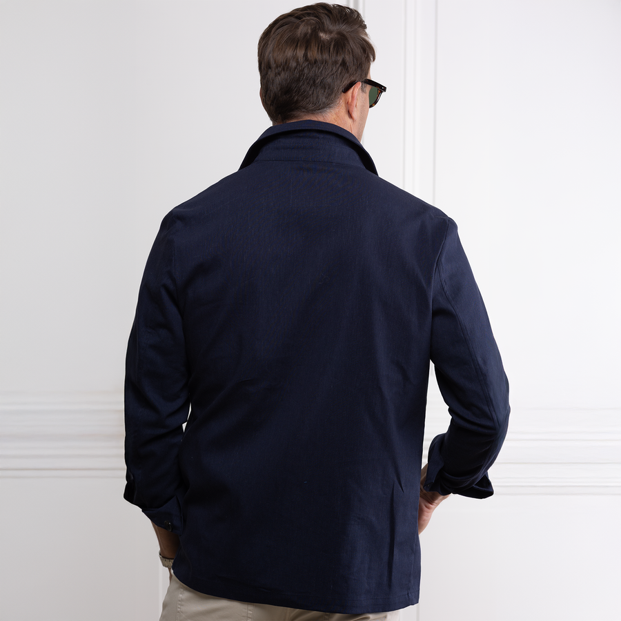 Monterey Cotton & Linen Overshirt Navy