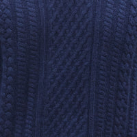 Napoli Cable Knit Quarter Zip Wool & Cashmere Sweater Navy