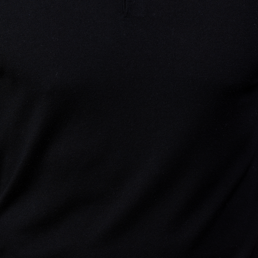 Bellagio Buttonless Long Sleeve Merino Polo Black