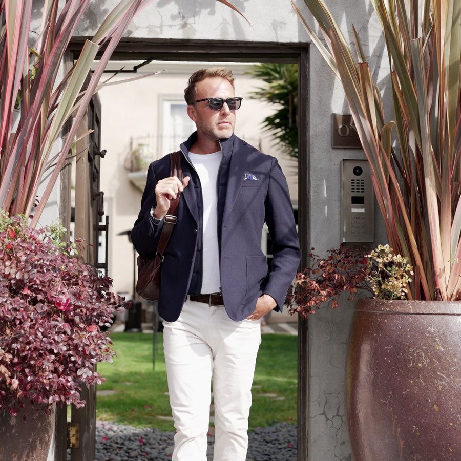 Barbaresco Wool Blend Blazer with Removable Vest Liner Navy