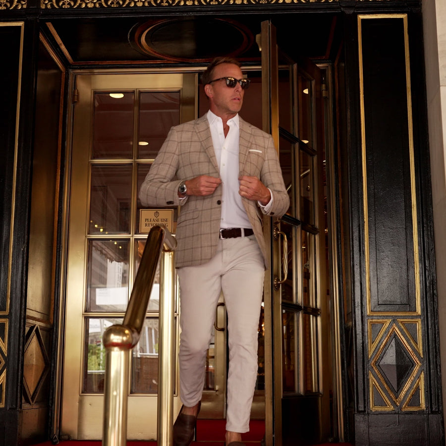 Maverick Travel Blazer Beige Windowpane