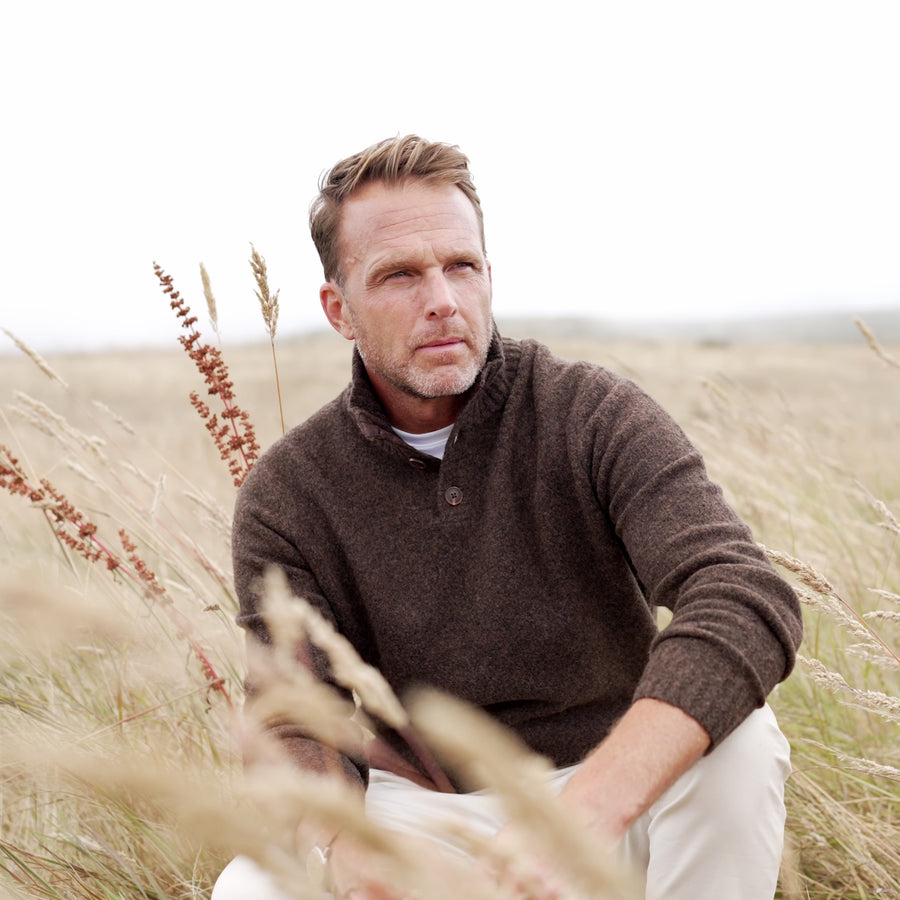 Balmoral Three Button Wool Sweater Brown