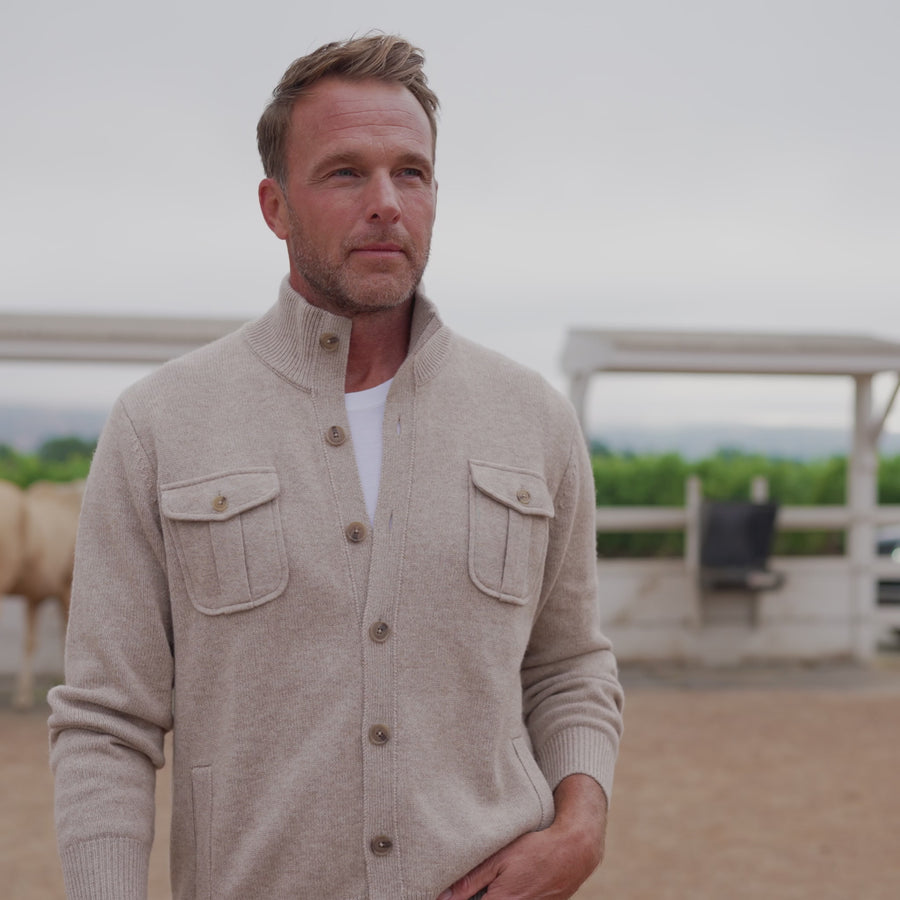 Napoli Cardigan in Wool & Cashmere Camel