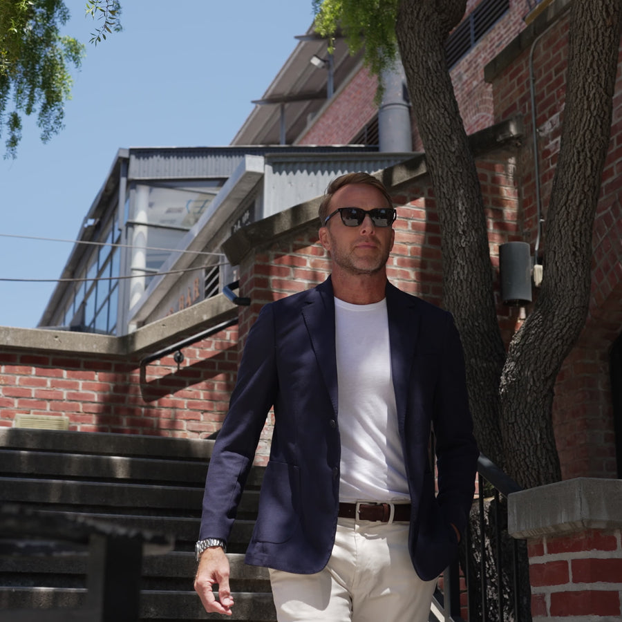 Maverick Knit Unstructured Blazer Navy