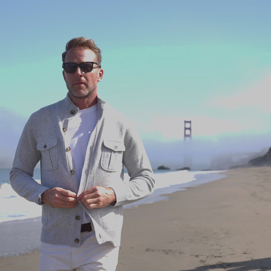 Napoli Cardigan in Wool & Cashmere Grey