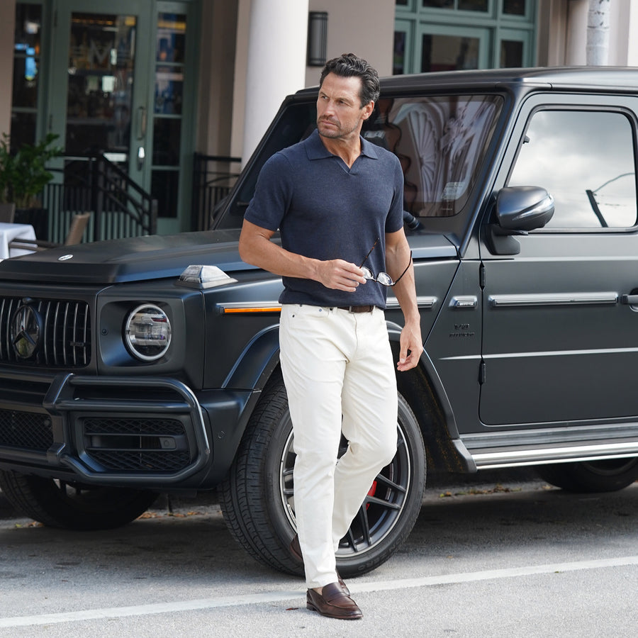 Ravello Summer Weight Linen Blend Polo Navy – Collars & Co.