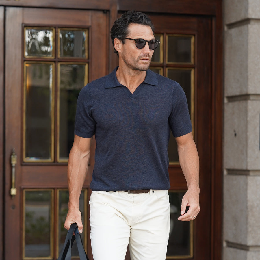 Ravello Summer Weight Linen Blend Polo Navy – Collars & Co.
