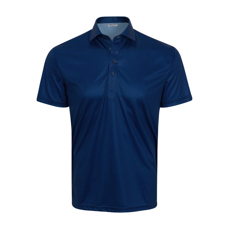 Semi-Spread Collar Polo Diamond Dot Red & Navy