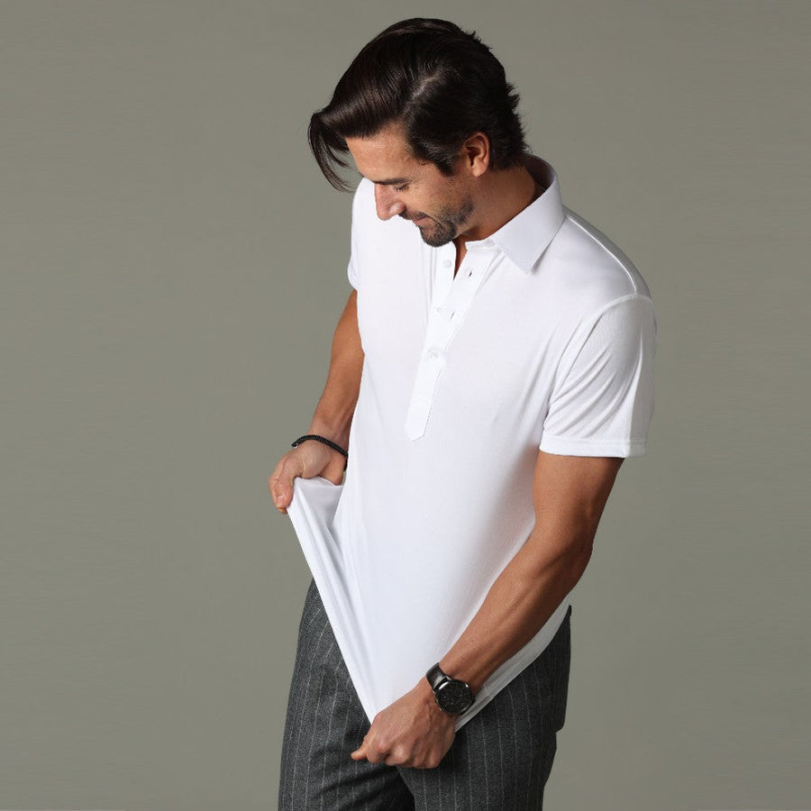 Semi-Spread Collar Polo Medium / White